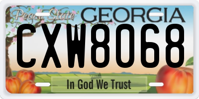 GA license plate CXW8068