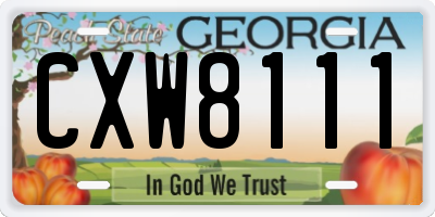 GA license plate CXW8111