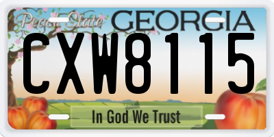 GA license plate CXW8115