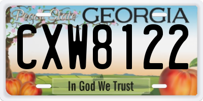 GA license plate CXW8122