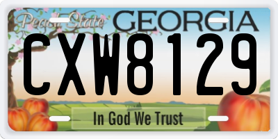 GA license plate CXW8129
