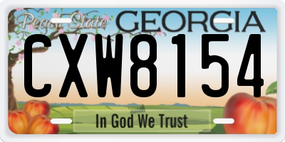 GA license plate CXW8154