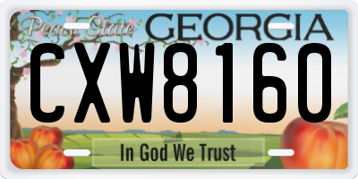 GA license plate CXW8160