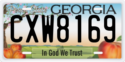 GA license plate CXW8169