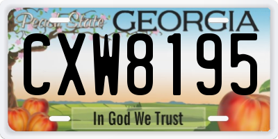 GA license plate CXW8195