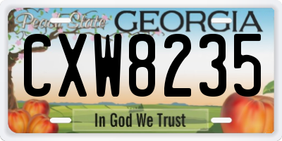 GA license plate CXW8235