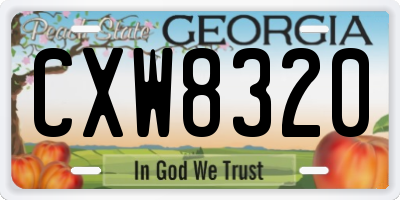 GA license plate CXW8320