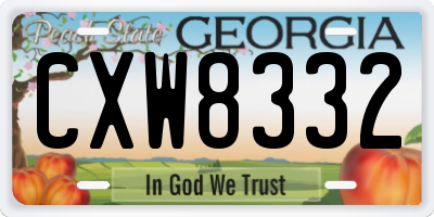GA license plate CXW8332