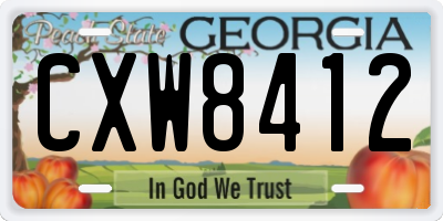 GA license plate CXW8412