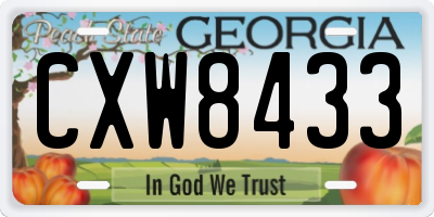 GA license plate CXW8433