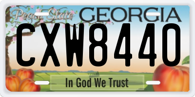 GA license plate CXW8440