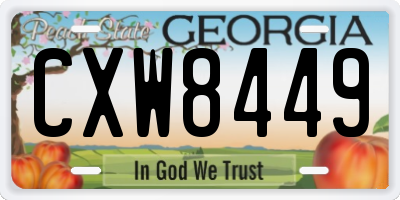 GA license plate CXW8449
