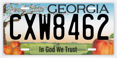 GA license plate CXW8462