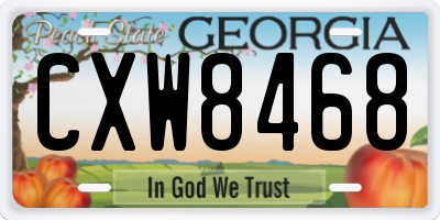 GA license plate CXW8468