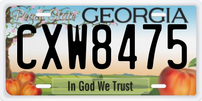 GA license plate CXW8475