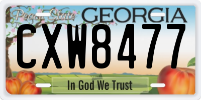 GA license plate CXW8477