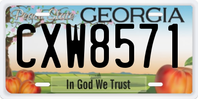 GA license plate CXW8571