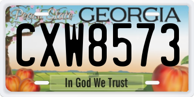 GA license plate CXW8573