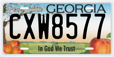 GA license plate CXW8577