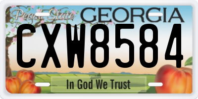 GA license plate CXW8584
