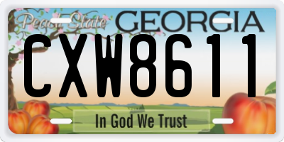 GA license plate CXW8611
