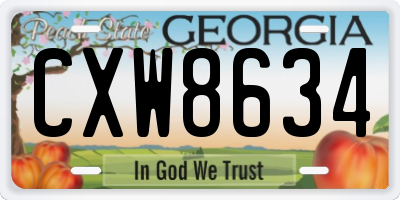 GA license plate CXW8634