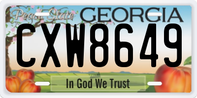GA license plate CXW8649