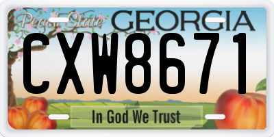 GA license plate CXW8671