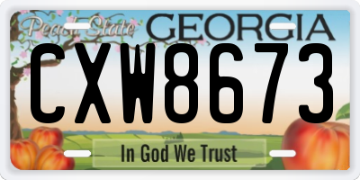 GA license plate CXW8673