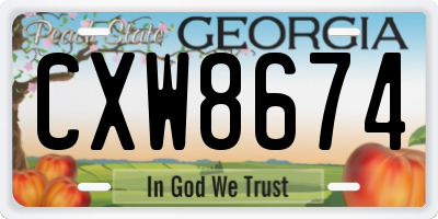 GA license plate CXW8674