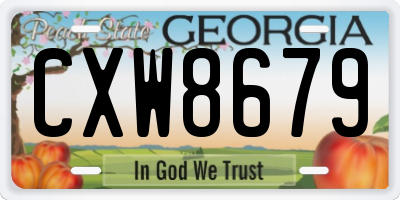 GA license plate CXW8679