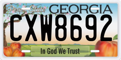 GA license plate CXW8692