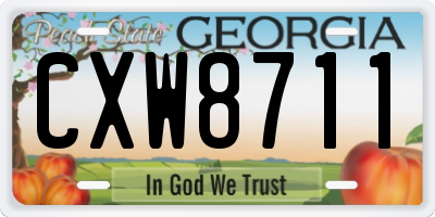 GA license plate CXW8711