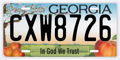 GA license plate CXW8726