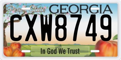 GA license plate CXW8749
