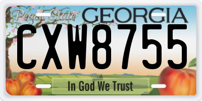 GA license plate CXW8755