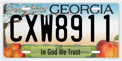 GA license plate CXW8911