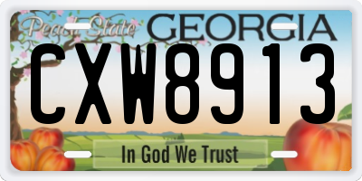 GA license plate CXW8913
