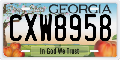 GA license plate CXW8958