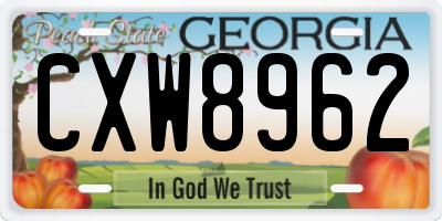 GA license plate CXW8962