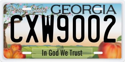 GA license plate CXW9002