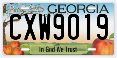GA license plate CXW9019