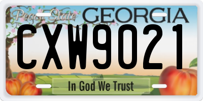 GA license plate CXW9021
