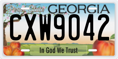 GA license plate CXW9042