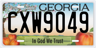 GA license plate CXW9049