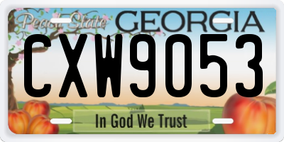 GA license plate CXW9053