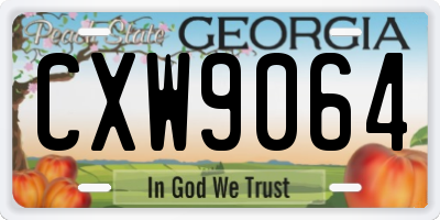 GA license plate CXW9064