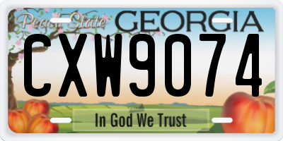 GA license plate CXW9074