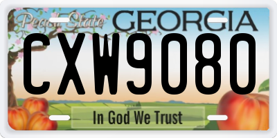 GA license plate CXW9080
