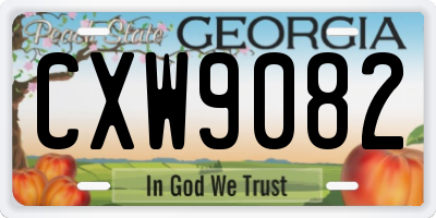 GA license plate CXW9082